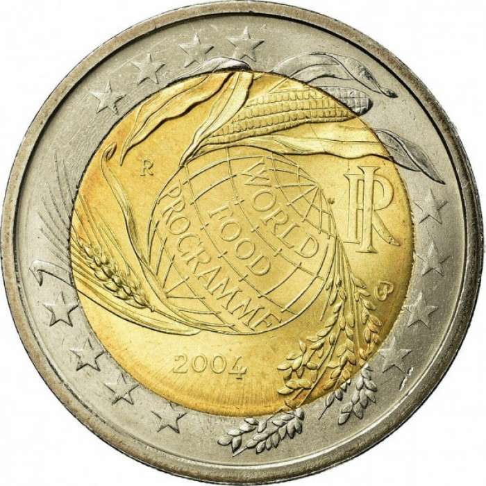 Италия 2 евро 2004 год UNC KM# 237 50 лет Всемирной Продовольственной программы