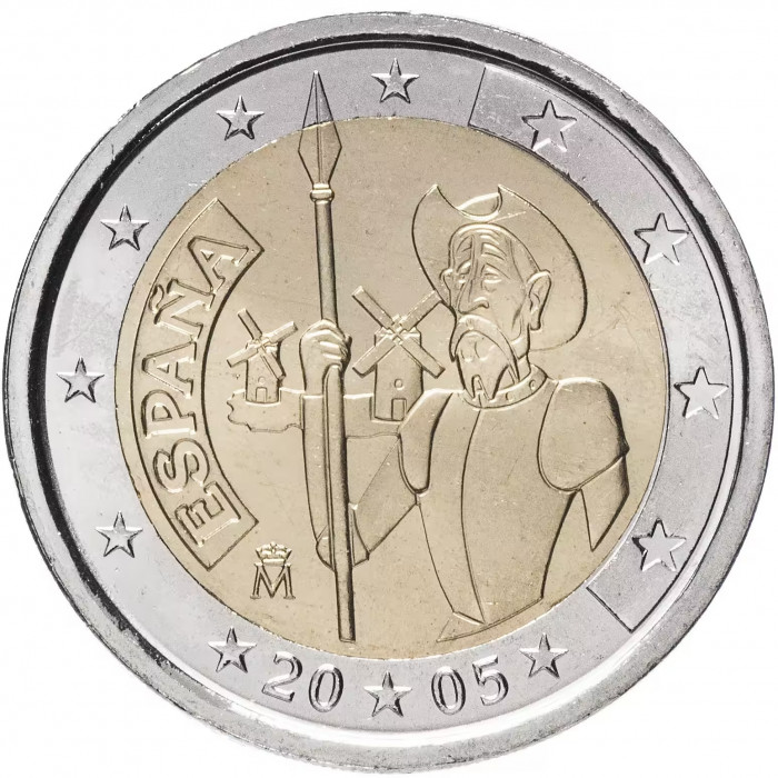 Испания 2 евро 2005 год «Дон-Кихот» Мигеля Сервантеса UNC KM# 1063