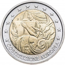 Италия 2 евро 2005 год UNC KM# 245 1 год с момента подписания европейской Конституции