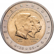 Люксембург 2 евро 2005 год UNC KM# 87 50 лет правящему монарху Анри Нассау и 100 лет со дня смерти герцога Адольфа
