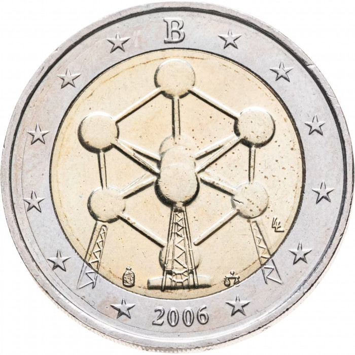 Бельгия 2 евро 2006 год UNC KM# 241 Конструкция Атомиум в Брюсселе