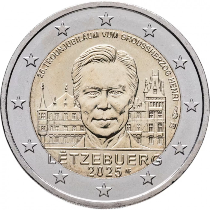 Люксембург 2 евро 2025 год 25 лет со дня вступления на престол Великого герцога Анри UNC UC# 122