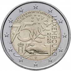 Люксембург 2 евро 2025 год 75 лет Декларации Шумана UNC UC# 123