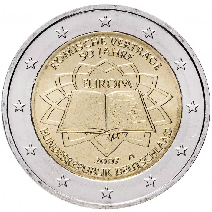 Германия 2 евро 2007 год UNC KM# 259 50 лет подписания Римского договора