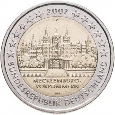 Германия 2 евро 2007 год UNC KM# 260 Шверинский Замок, Мекленбург-Передняя Померания