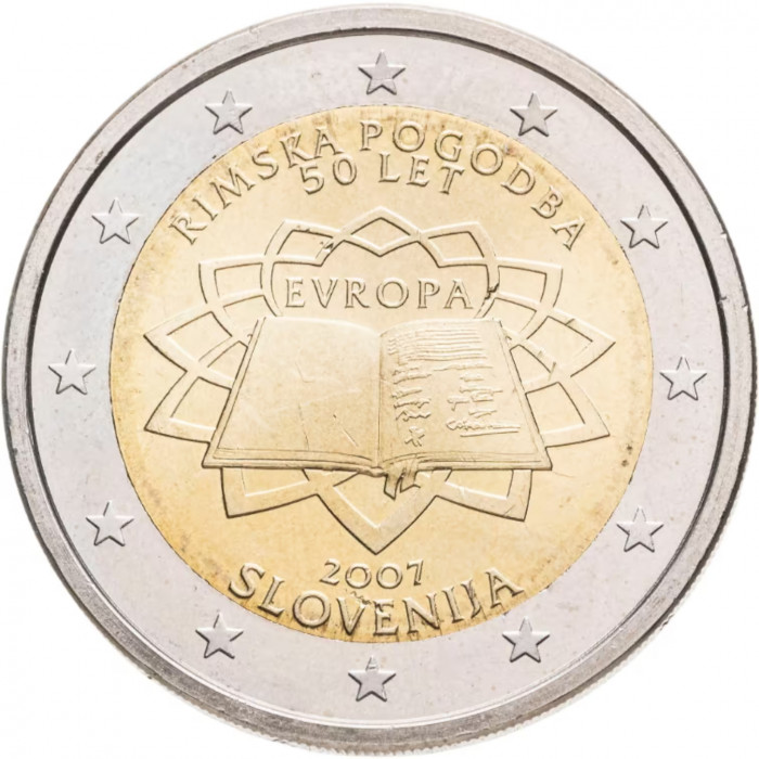 Словения 2 евро 2007 год 50 лет подписания Римского договора UNC KM# 106