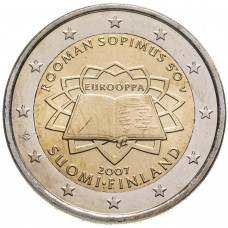 Финляндия 2 евро 2007 год UNC KM# 138 50 лет подписания Римского договора