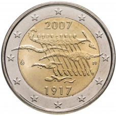Финляндия 2 евро 2007 год UNC KM# 139 90 лет независимости Финляндии