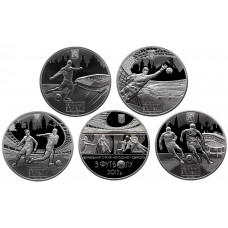 Украина 5 гривен 2011 год  Финальный турнир чемпионата Европы по футболу 2012 Набор 5 монет BUNC KM# 647-651