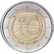 Испания 2 евро 2009 год UNC KM# 1142 10 лет монетарной политики ЕС (EMU) и введения евро