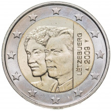 Люксембург 2 евро 2009 год UNC KM# 106 90 лет вступлению на престол Герцогини Шарлотты
