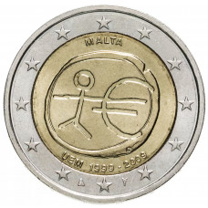 Мальта 2 евро 2009 год UNC KM# 134 10 лет монетарной политики ЕС (EMU) и введения евро