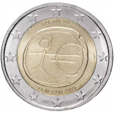 Португалия 2 евро 2009 год UNC KM# 785 10 лет монетарной политики ЕС (EMU) и введения евро