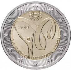 Португалия 2 евро 2009 год UNC KM# 786 Португалоязычные игры 2009