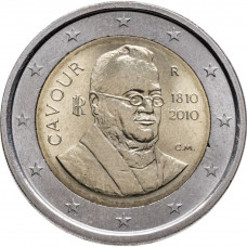 Италия 2 евро 2010 год UNC KM# 328 200 лет со дня рождения Камилло Бенсо ди Кавура