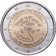 Словения 2 евро 2010 год UNC KM# 94 200 лет Ботаническому саду Любляны