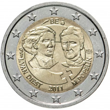 Бельгия 2 евро 2011 год UNC KM# 308 100 лет Международному женскому дню