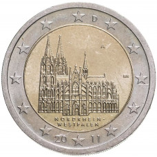 Германия 2 евро 2011 год UNC KM# 293 Кёльнский собор, Северный Рейн - Вестфалия