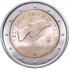 Италия 2 евро 2011 год UNC KM# 338 150 лет Рисорджименто