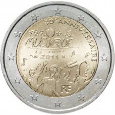 Франция 2 евро 2011 год UNC KM# 1789 30 лет Дню музыки во Франции