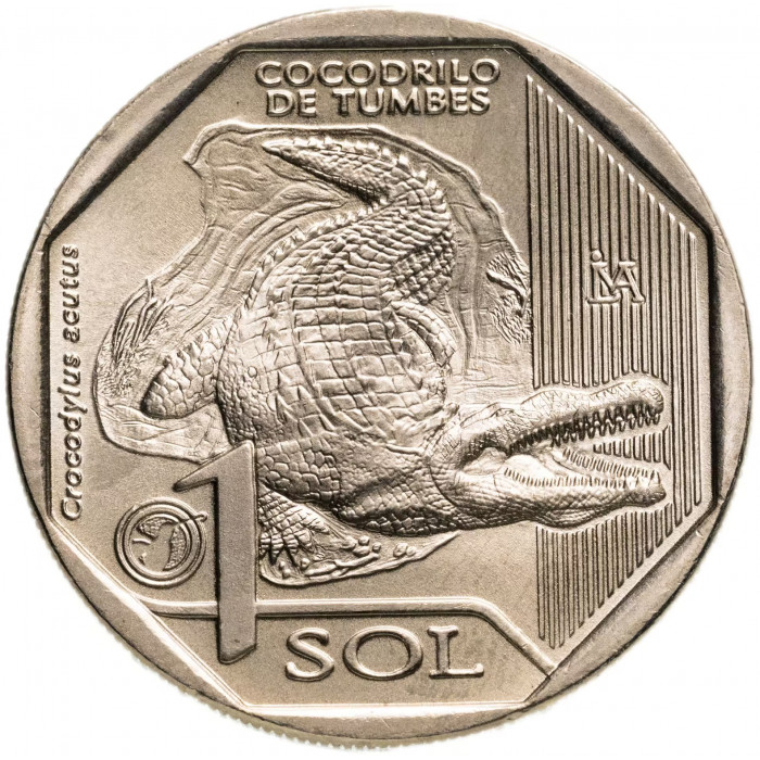 Перу 1 соль 2017 год Острорылый крокодил UNC KM# 404