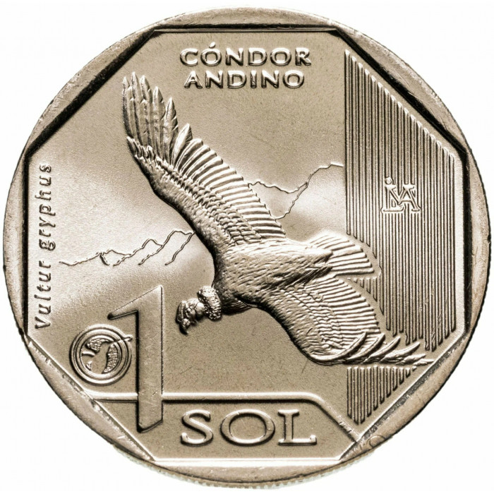 Перу 1 соль 2017 год Андский кондор UNC KM# 405