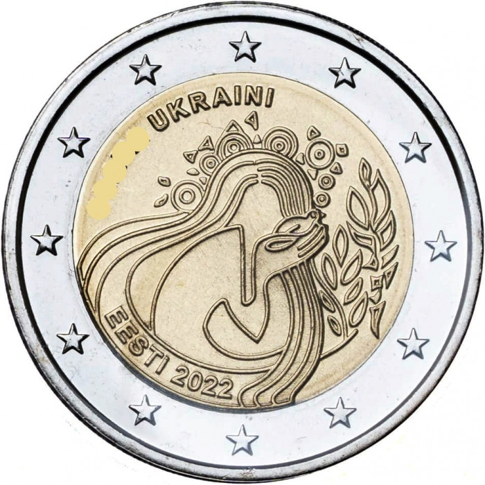 Эстония 2 евро 2022 год Украина UNC UC# 113