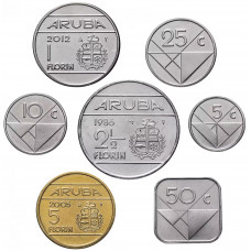 Аруба 5 10 25 50 центов 1 2,5 5 флоринов 1986-2023 год Набор из 7 монет