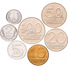 Польша 1 2 5 10 20 50 100 злотых 1989-1990 год Набор из 7 монет