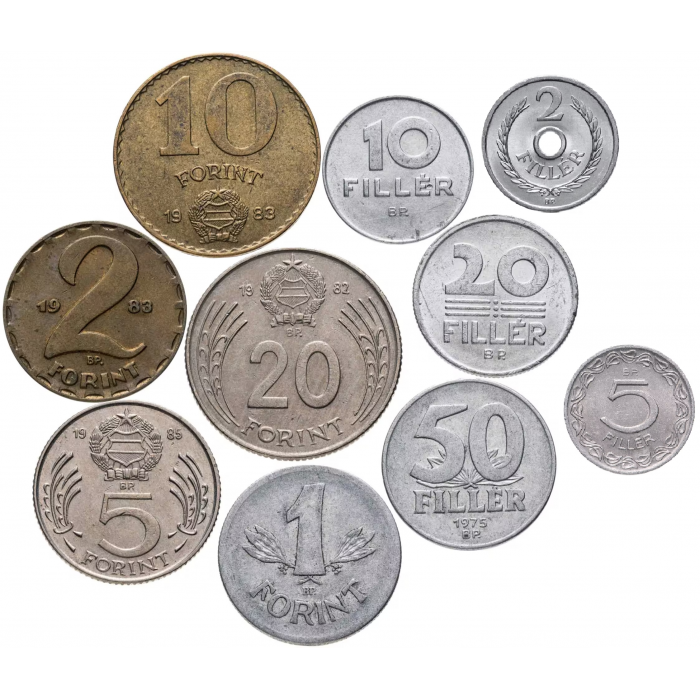 Венгрия 2 5 10 20 50 филлеров 1 2 5 10 20 форинтов 1949-1989 год Набор из 10 монет