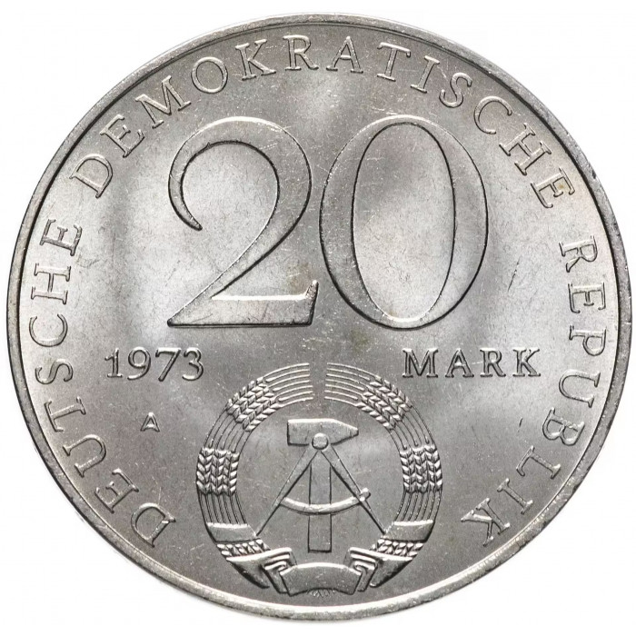 Германия - ГДР 20 марок 1973 год Отто Гротеволь KM# 47