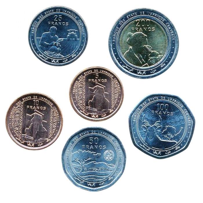   Центральная Африка (BEAC) 5 10 25 50 100 200 франков 2024 год UNC Набор 6 монет
