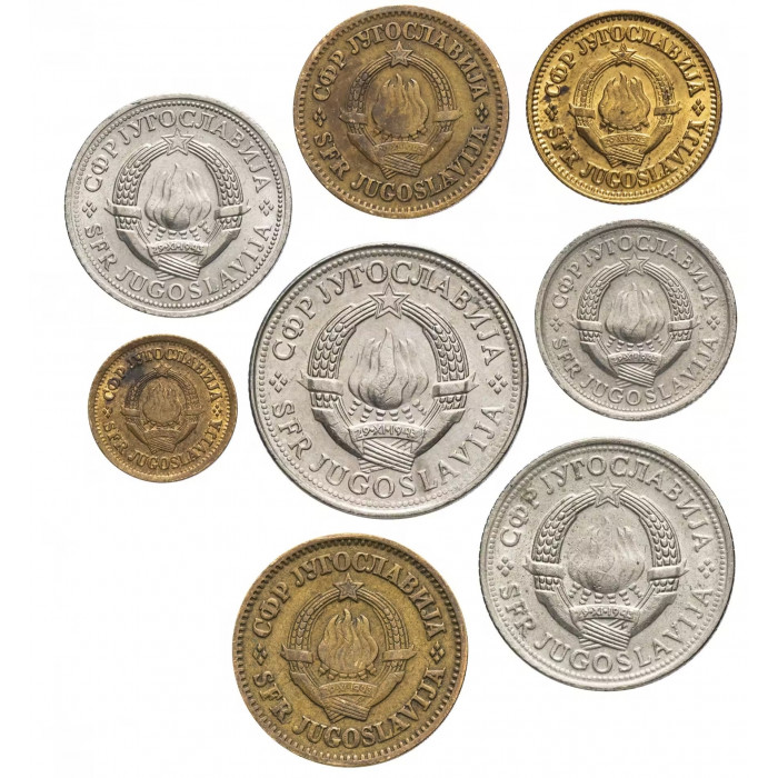 Югославия 5 10 20 50 пара 1 2 5 10 динаров 1965-1981 год Набор из 8 монет