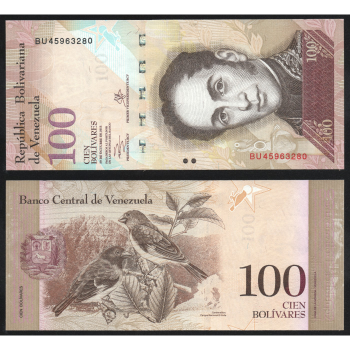 Венесуэла 100 Боливар 2013 год UNC P# 93h.2