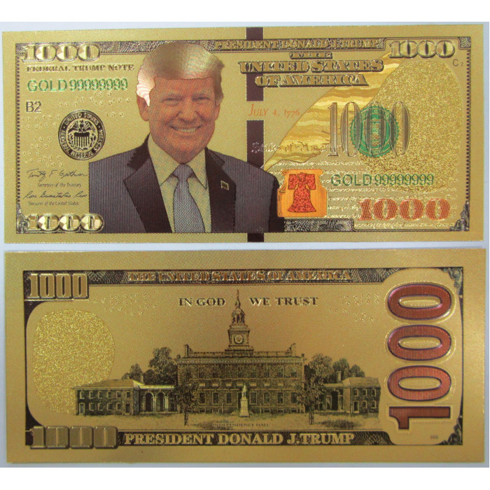 США 1000 Долларов 2018 год Президент Дональд Трамп Сувенирная банкнота