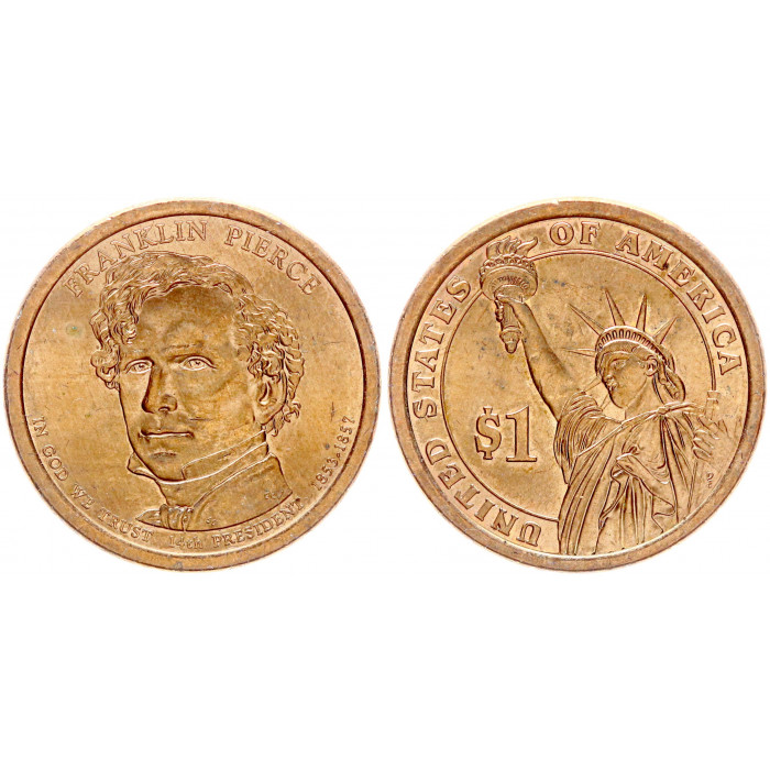 США 1 Доллар 2010 D год KM# 476 Президент 14 - Франклин Пирс (1853-1857)