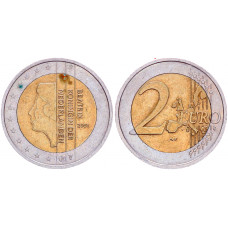 Нидерланды 2 Евро 2001 год KM# 241 Биметалл Королева Беатрикс 