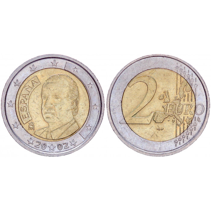 Испания 2 Евро 2002 год KM# 1047 Биметалл Хуан Карлос I