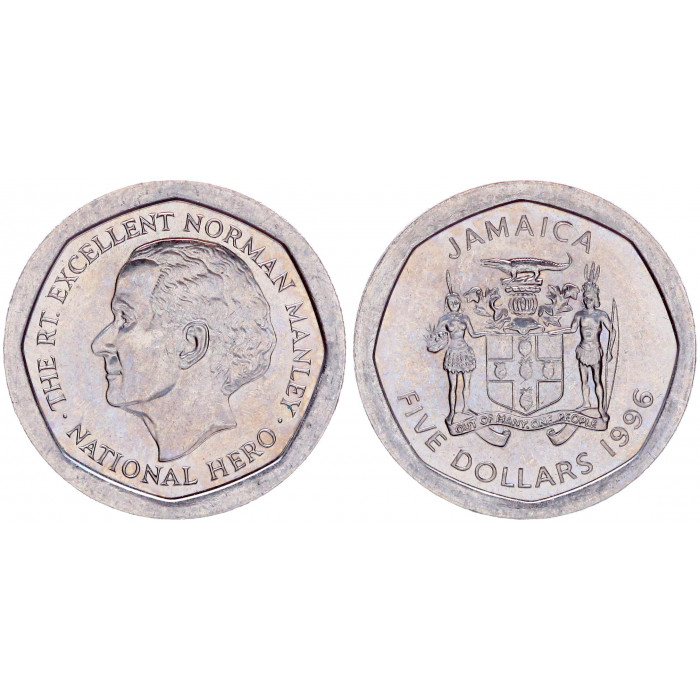 Ямайка 5 Долларов 1996 год KM# 163