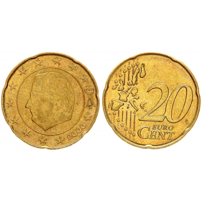 Бельгия 20 Евроцентов 2000 год KM# 228 Альберт II 