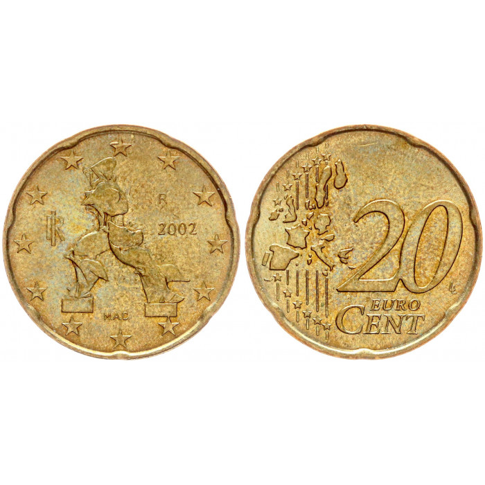 Италия 20 Евроцентов 2002 R год KM# 214