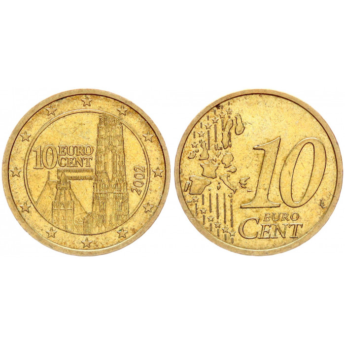 Австрия 10 Евроцентов 2002 год KM# 3085