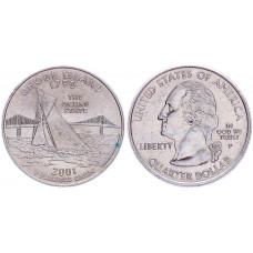 США 25 центов 2001 P год Штаты и территории № 13 Род-Айленд
