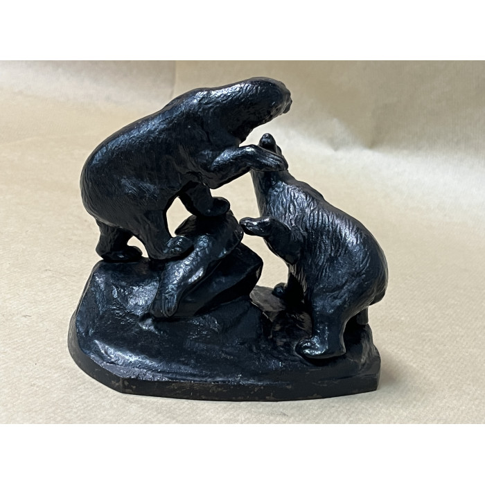 СССР Касли Чугун скульптура Белые медведи с рыбой 1982 год 