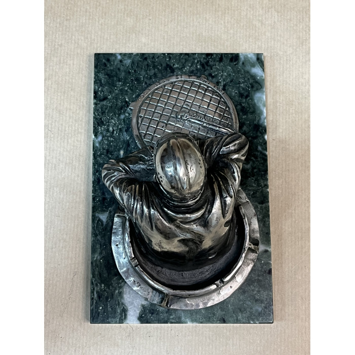 Сантехник" из бронзы на подставке из змеевика 