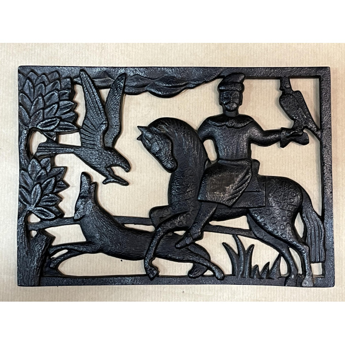 СССР Касли Чугунное рельефное настенное панно Соколиная охота