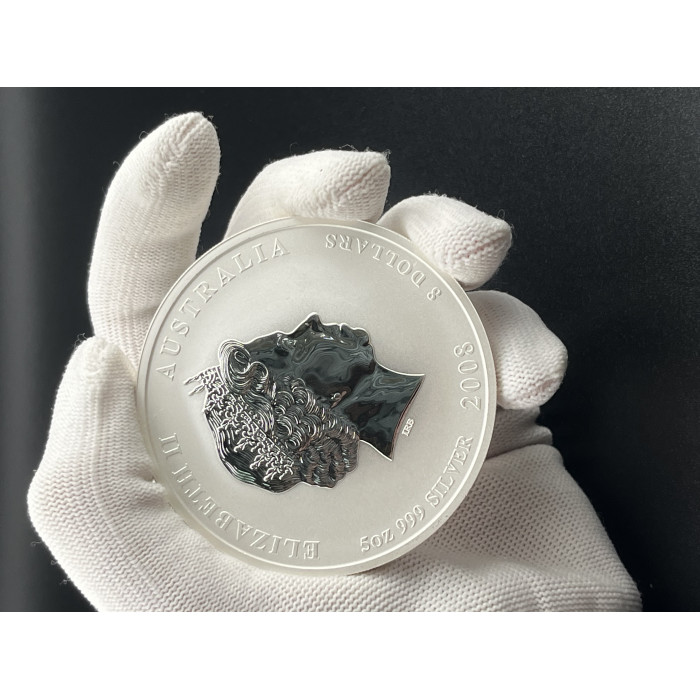 Австралия 8 Долларов 2008 P год. "Китайский гороскоп - год крысы"; Ag - 5 Oz