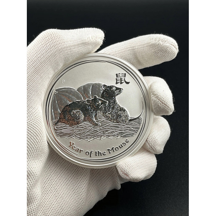 Австралия 8 Долларов 2008 P год. "Китайский гороскоп - год крысы"; Ag - 5 Oz