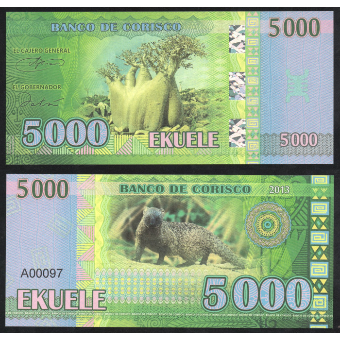 Остров Кориско 5000 Экуэле 2013 год UNC Col# CRS-3 Фантазийные выпуски