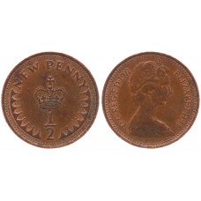 Великобритания 1/2 Пенни 1971 год KM# 914 Новый пенни Елизавета II